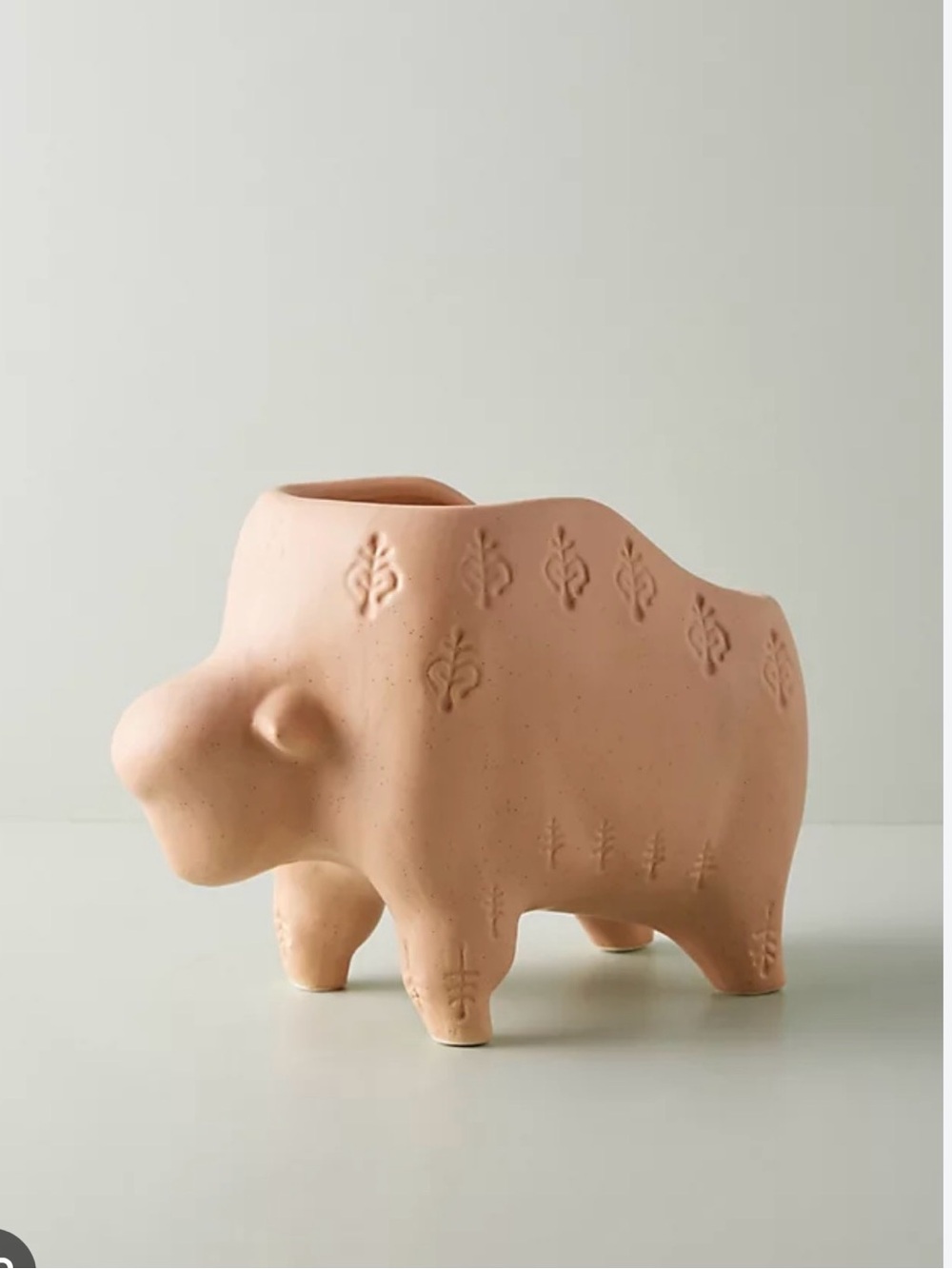 Anthropologie Terracotta Buffalo Planter